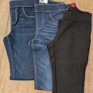 Girls 10/12 Blue Jeans and Black Stretch Pants